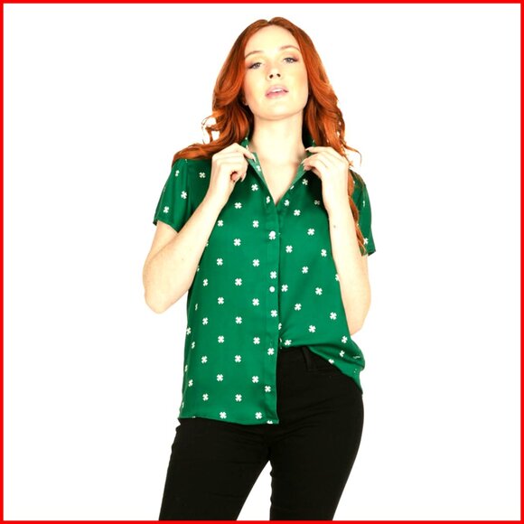 St. Patrick's Day Button Down Shirt Regular Fit Short Sleeve Lightweight